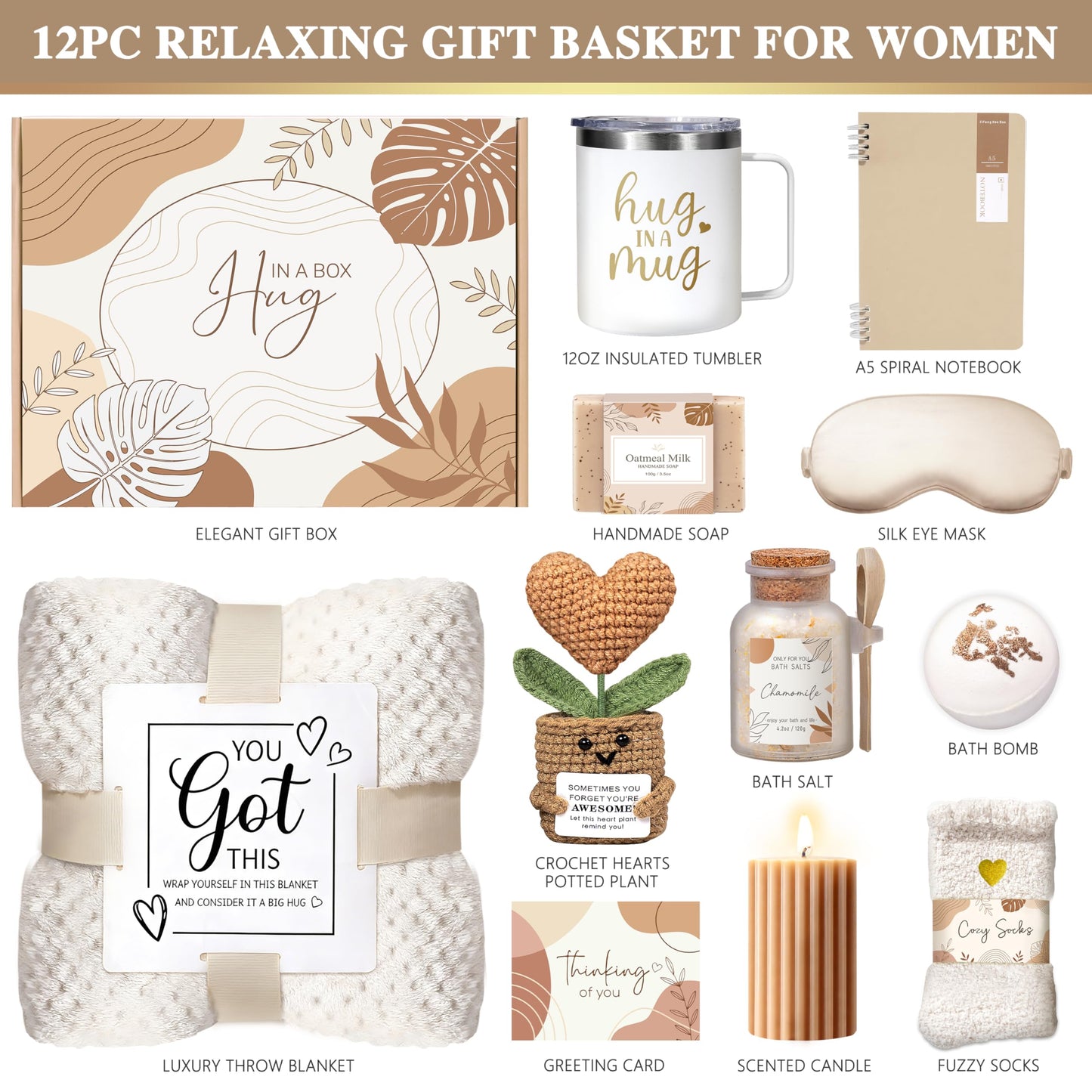 Oufrenn Mother's Day Birthday Gifts for Mom, Get Well Gifts for Women, Self Care Gifts Thinking of You Sympathy Gifts, Get Well Soon Gifts Baskets Care Package for Woman Mom Her Friend Sister
