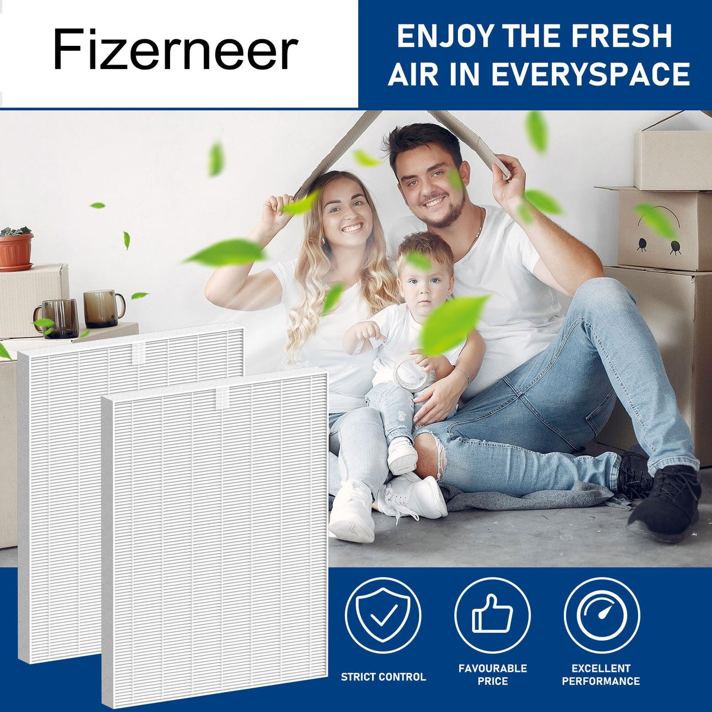 Fizerneer D360 Ture HEPA Replacement Filter Compatible with Winix D360 Air Cleaner Purifier, Item Number 1712-0101-02, 2 Ture HEPA Filter Only