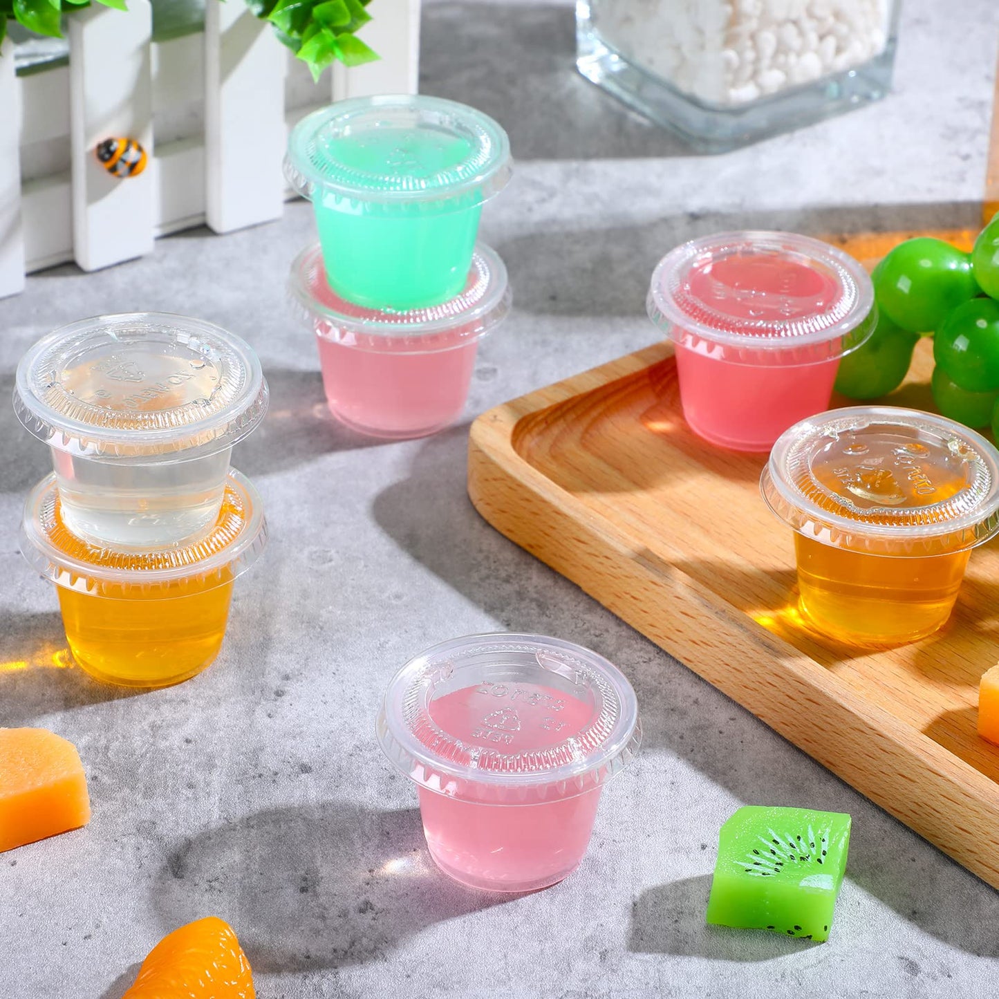 1000 Pack Jelly Shot Cups With Lids - 2oz Plastic Small Containers for Portion, Souffle, Sauce, Salad Dressing, Food Condiment - Disposable