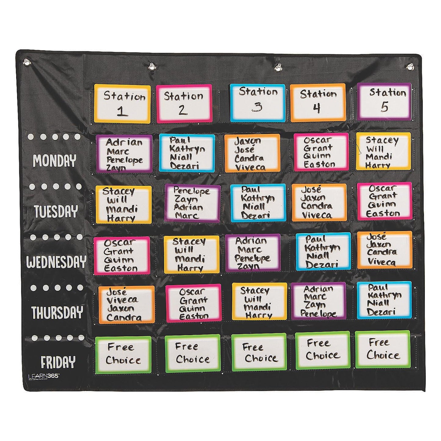 Fun Express Small Group Daily Schedule Board for Kids - 37 PC Pocket Chart with Dry Erase Cards - Classroom Schedule Organizer and Teacher Must Have for Elementary School