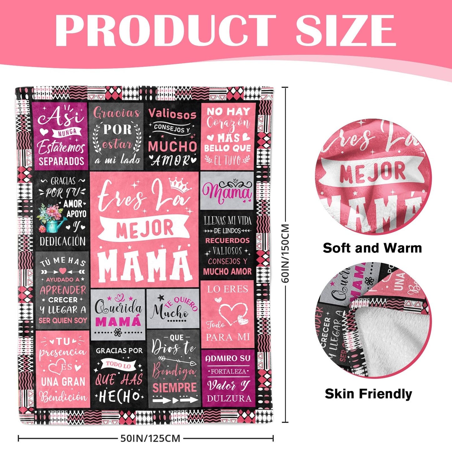 Regalos para Mama - Gifts for Mom in Spanish - Mom Gifts from Daughter Son - Best Mama Ever Presents - Mothers Day Christmas Valentines Day Birthday Presents for Mother - Mamas Blanket 60"x80"
