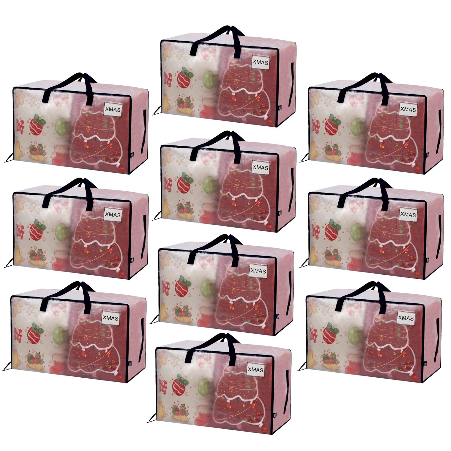 VENO 10 Pack Clear Extra Large Moving Bags & Storage Totes, Heavy Duty Organizer with Reinforced Handles & Strong Zippers for Clothes, College Dorm Essentials, Moving Supplies