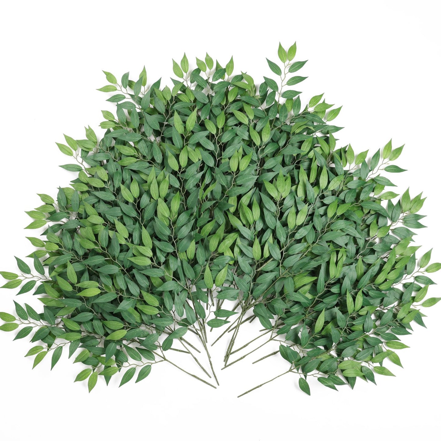 mizii 36pcs Italian Ruscus Artificial Greenery Stems Silk Green Leaves 20in Fake Spray Plants Stem Garland Greenery Decoration for Centerpieces Wedding Arch Flower Bouquet Table Room Wall Decor (36)