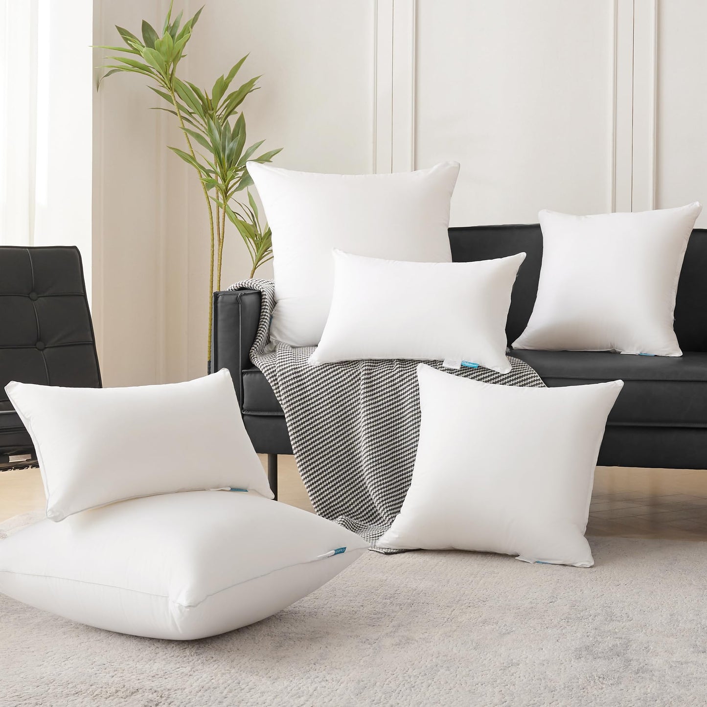 Oubonun 26 x 26 Pillow Inserts - Set of 2 - 100% Cotton Cover - 26 Inch Square - Decorative Pillow Inserts - White