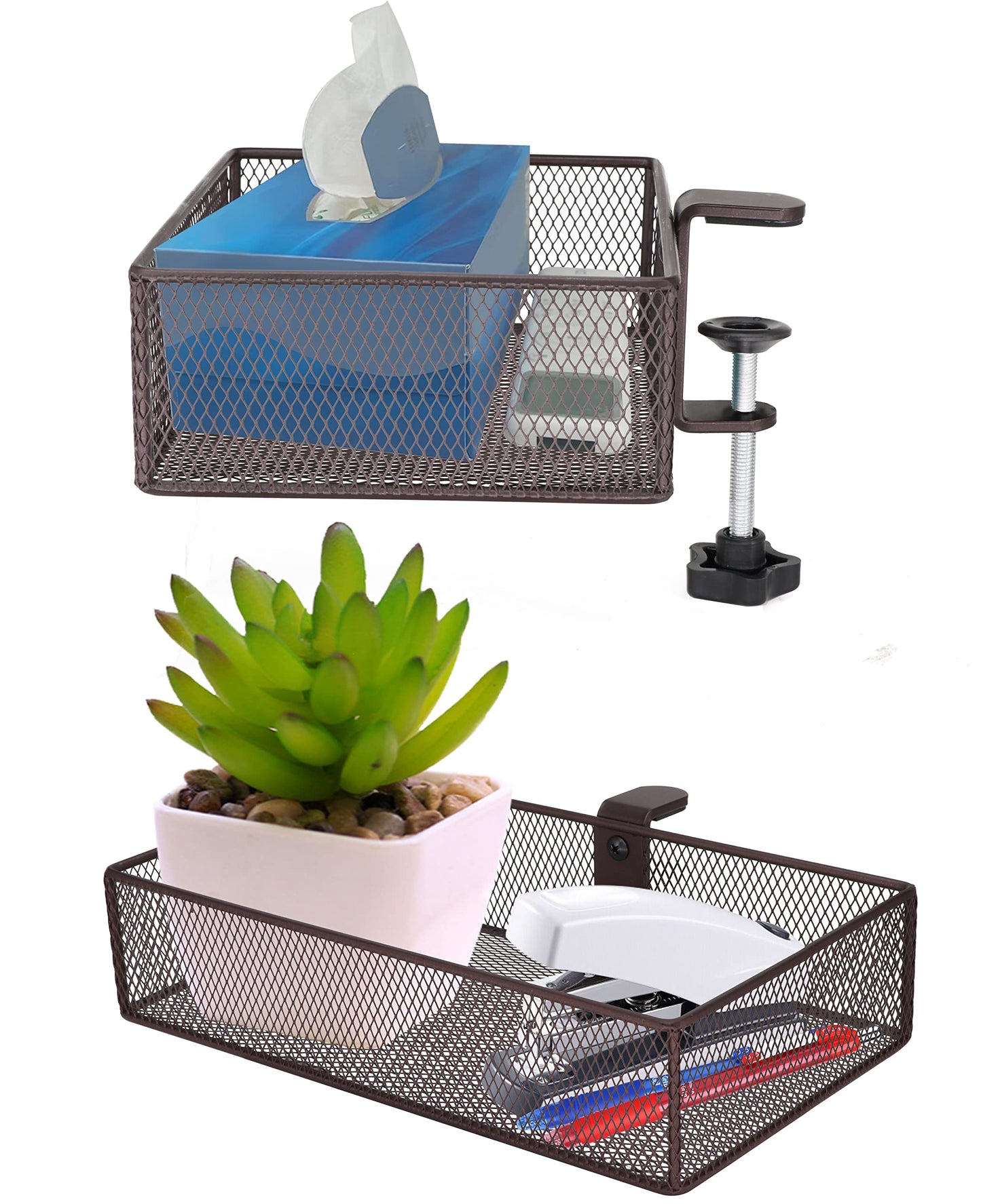 Aurynns Clip-on Drawer organizers (2 pack), desk organizer, can be clipped around the table to store small items (Bronze Gold)