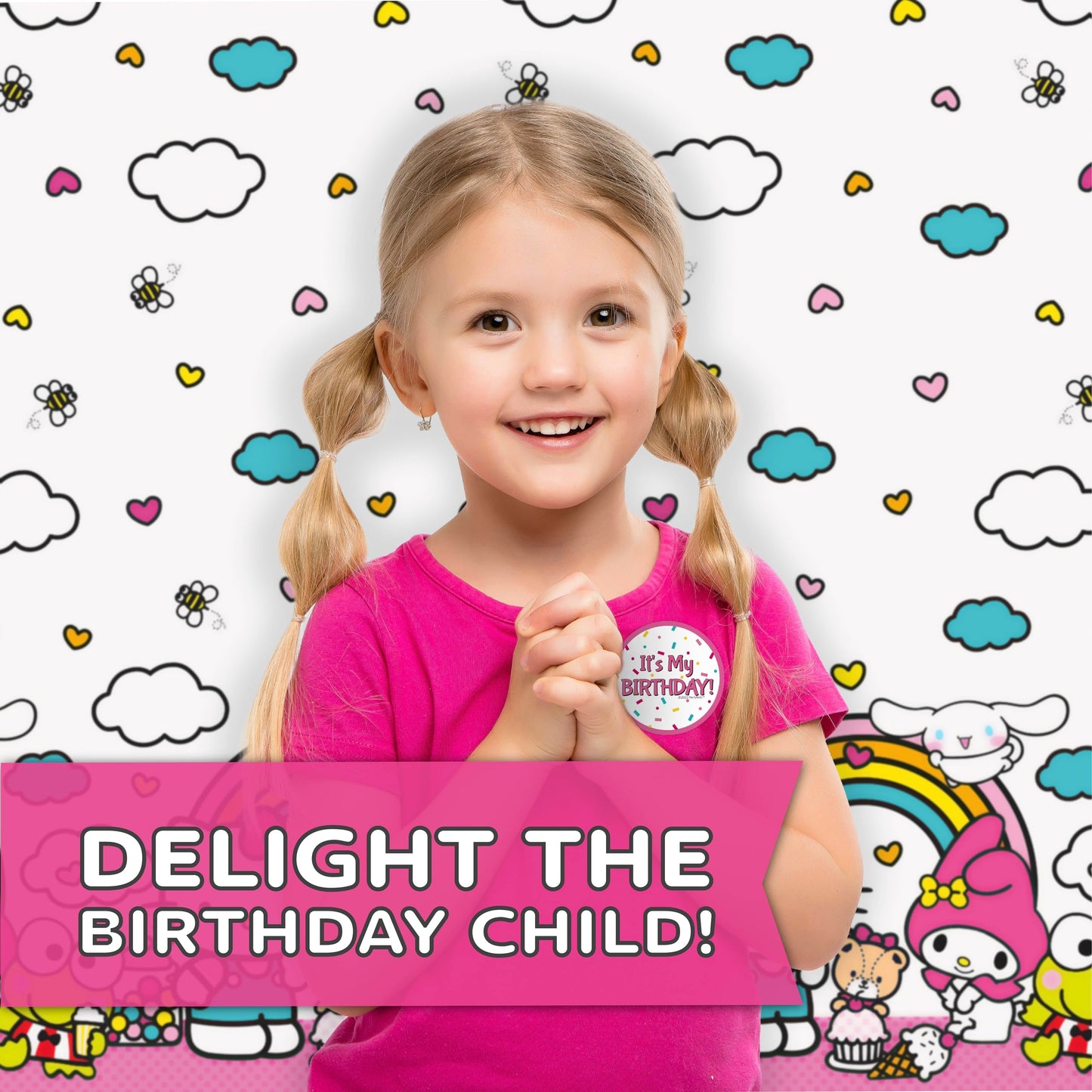 Hello Kitty Birthday Decorations & Party Supplies | Serves 32 | Hello Kitty Plates and Napkins, Sticker | Officially Licensed