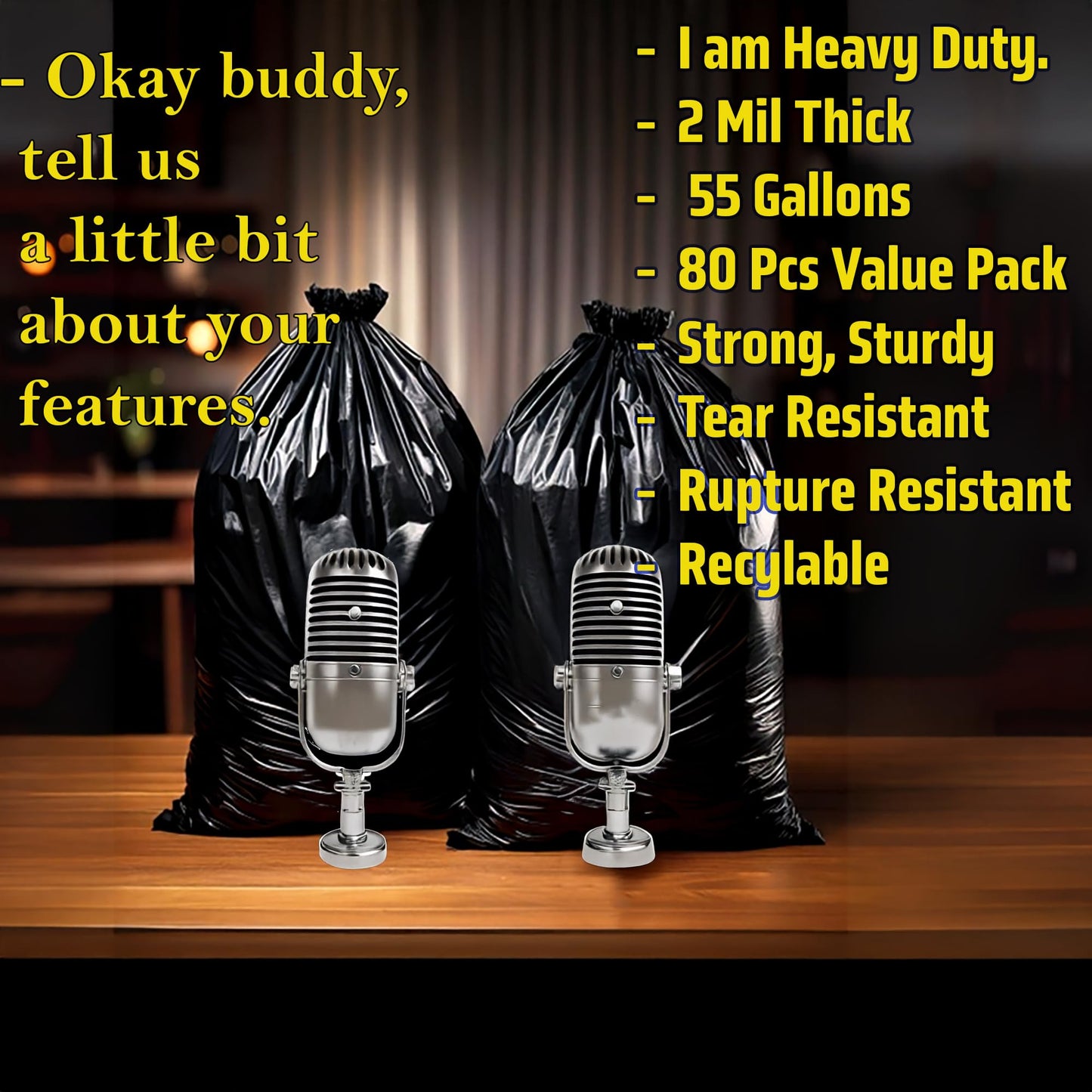 80 Count | Contractor Garbage Bags | 55 Gallon Contractor Bags Heavy Duty | 2 Mil | Heavy Duty Contractor Bags | Contractor Trash Bags | Heavy Duty Trash Bags