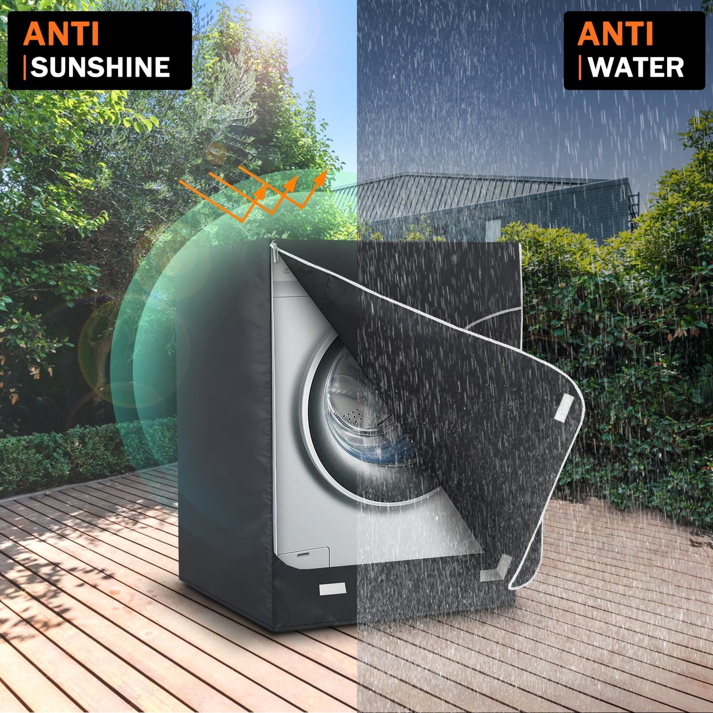 AKEfit 2 Pack Washer Dryer Cover, Washing Machine Cover Waterproof, Dustproof and Anti-UV, Heavy Duty Oxford Washer Covers for Outside , 27"W x 33"D x 39"H -Black