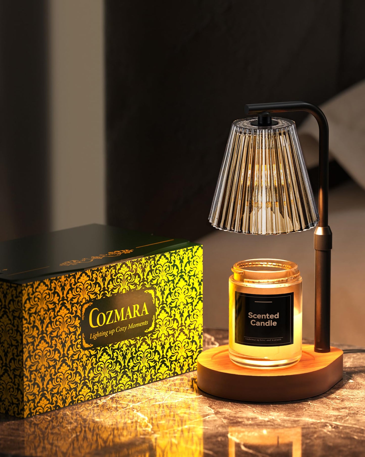 Cozmara Candle Warmer Lamp with Timer & Dimmer for Yankee Candles, Adjustable Height Candle Warmer for Jar Candles, Wax Melt Lamp for Cozy Home Decor & Gifts,Glass, 2 Bulbs