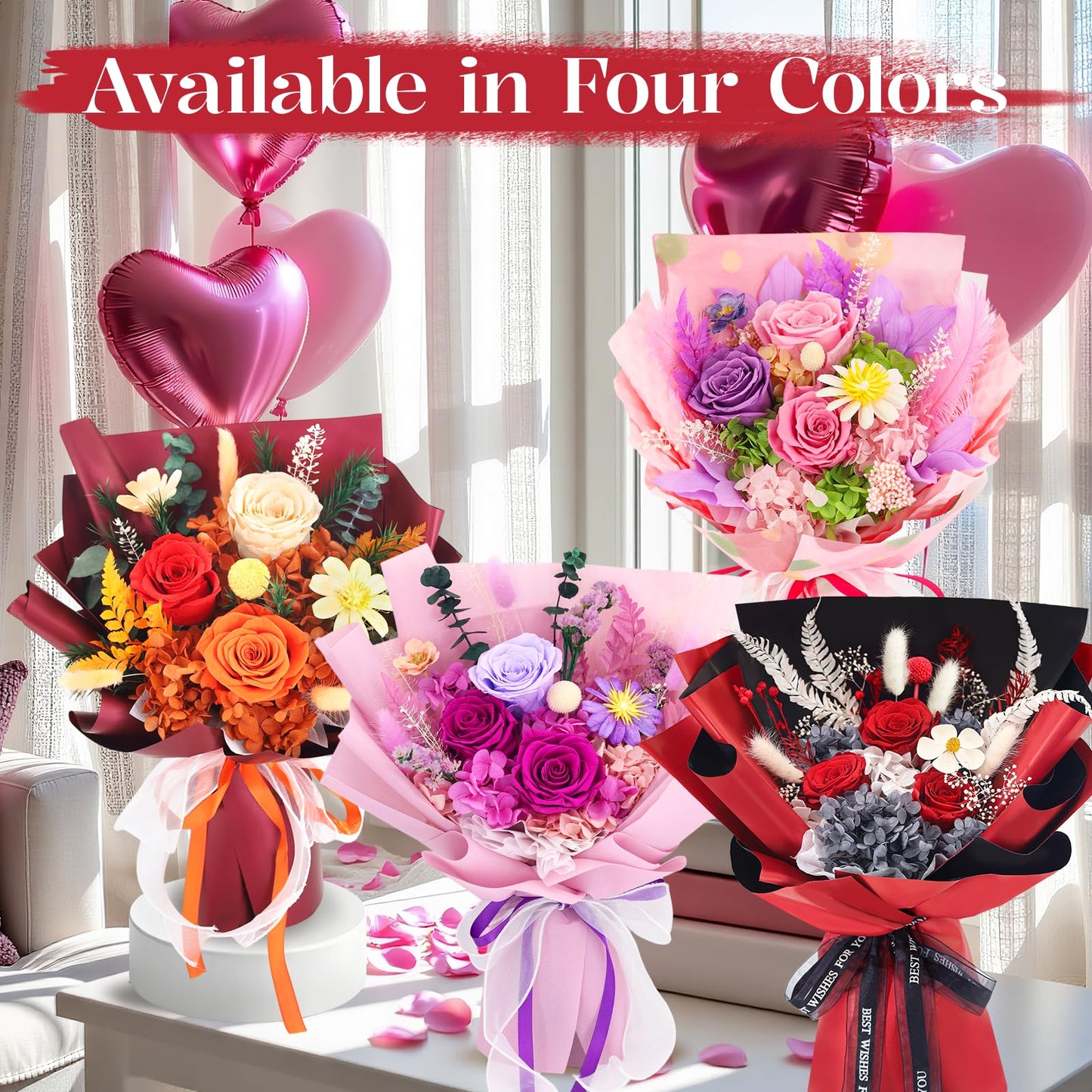 jabeick Preserved Flowers for Delivery, Purple Flowers Fresh Bouquet with Gift Box, Forever Eternal Rose for Her Mom Wife Girlfriend on Christmas, Valentines Day, Mother's Day, Birthday