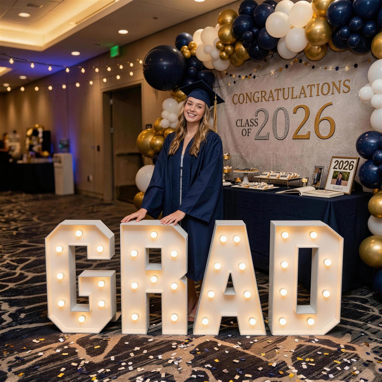 2026 Graduation Decorations - 2.3 FT Large PRE-CUT GRAD Marquee Letters Kit - Mosaic Foam Board Sign - Class of 2026 Congrats Party Supplies for Kindergarten Preschool High School College