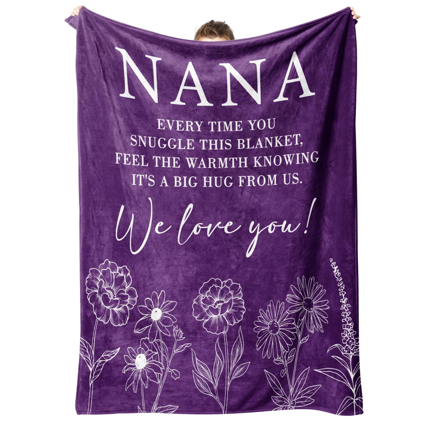 Nana Gifts, Birthday Gifts for Nana from Grandkids, to My Nana Nanny Grandma Soft Throw Blanket for Christmas 50" x 60", Purple