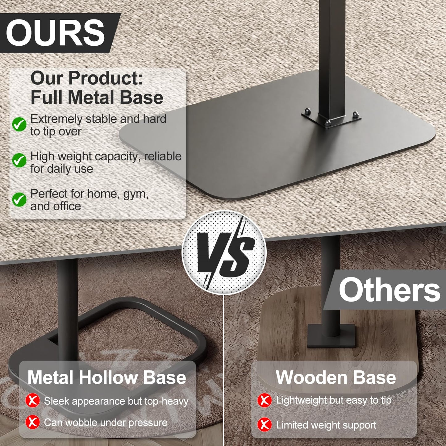 HzTinT Side Table Sofa Tray for Couch Heavy Metal Base Swivel/Adjustable Height, Sofa Bed Bathroom Study TV Tray C Shaped End Table Food Snack Trays for Eating