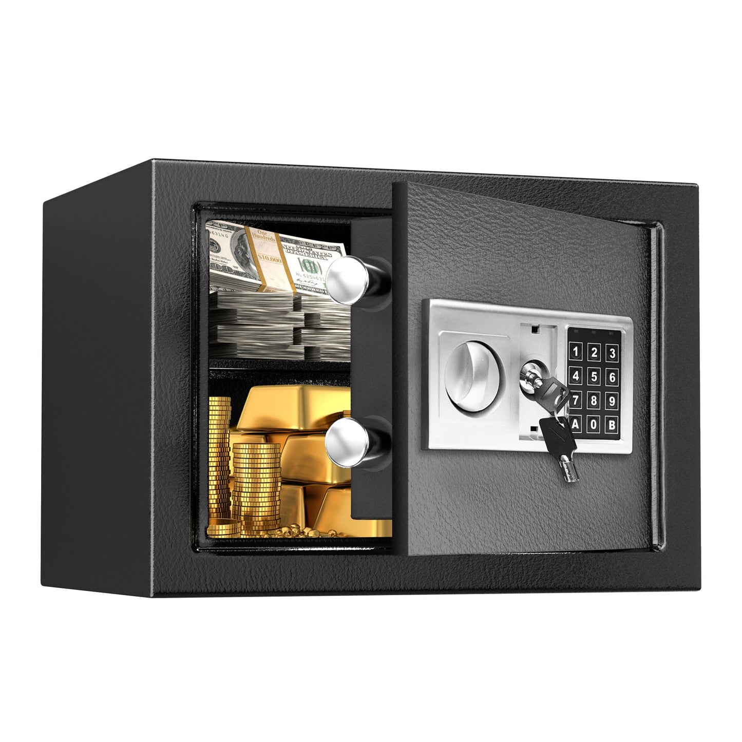 Safe with Key Lock,Anti-Theft Digital Security Lock Box with Electronic Keypad, Fire Proof Safe for Home Documents Firearm Medicine Money,0.8 Cubic Feet Lock Box，13.8"W x 9.8"D x 9.8"H