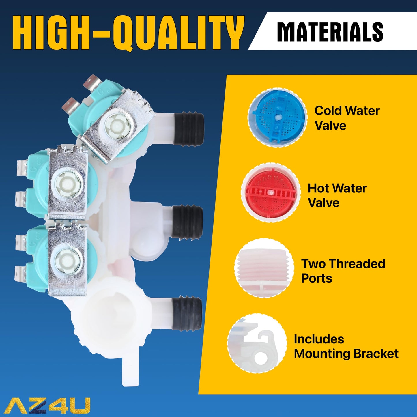 Washer Water Inlet Valve Replaces For Whirlpool Cabrio WTW7000DW0 WTW7300DW1 WTW8040DW0 WTW7040DW1 WTW8040DW4 WTW7300DW0 WTW7040DW0 WTW8040DW2 WTW6120HW0 WTW7120HW0 WTW7000DW3 WTW8000DW0 WTW8000DW