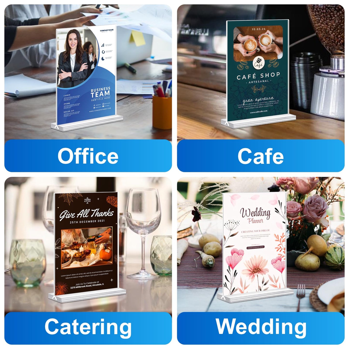 dulvus Acrylic Sign Holder 5x7 Inches 24 Pack, Double Sided Clear Display Stand Table Top Sign Paper Holder, Vertical Menu Flyer Holder, Plastic Sign Frame for Stores, Restaurants, Hotels, Office