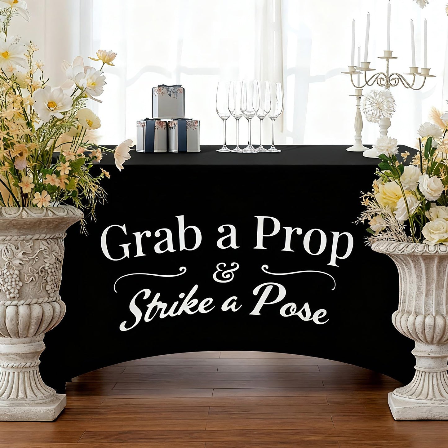 Gilprop Photo Booth Table Cloth Photo Booth Props Accessories Rectangle Tight Table Background for Indoor Outdoor Party Photography Decoration Graduation Wedding Birthday Bachelorette(Classic,4ft)