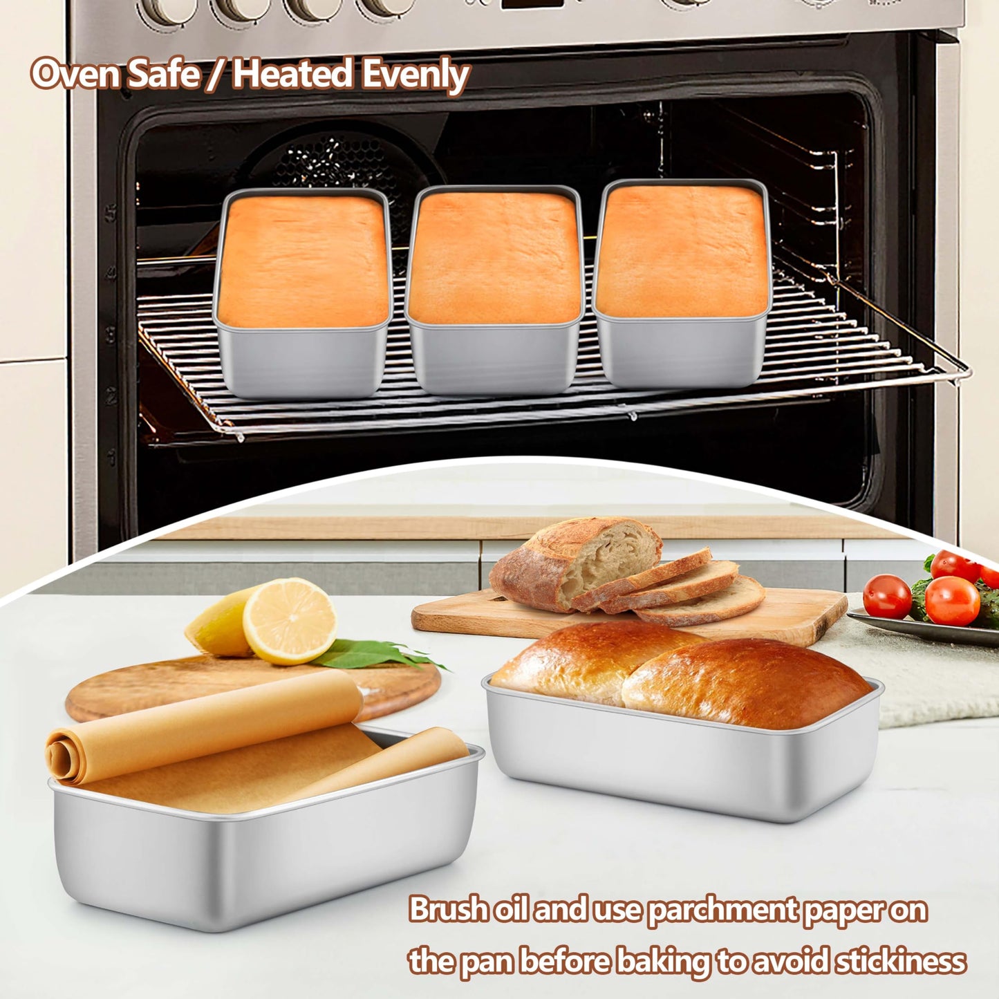 LIANYU Bread Loaf Pans Set of 12, 9x5 Inch Stainless Steel Bread Baking Pans for Homemade Sourdough, Sandwich, Meatloaf, Easy Release & Dishwasher Safe
