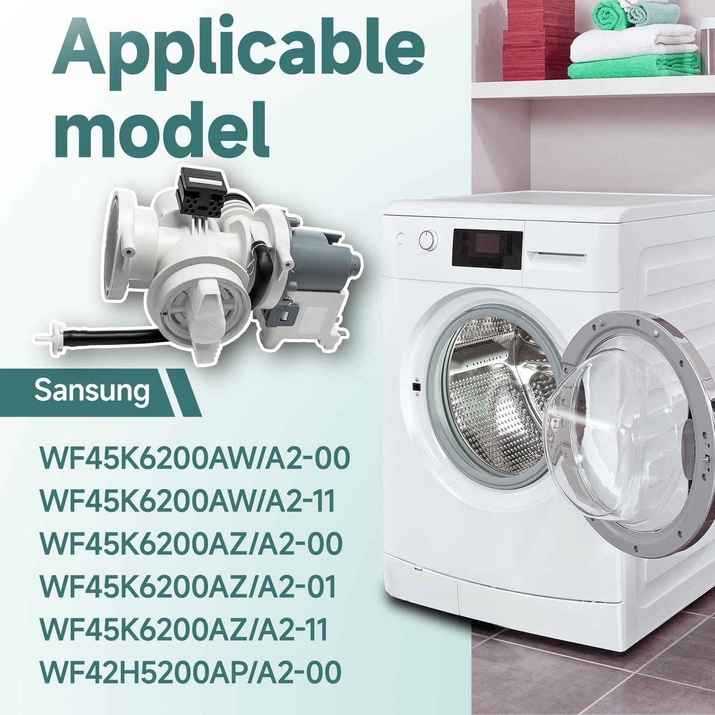 DC97-17999M Drain Pump Assembly Replace AP6049781 PS12072650 EAP12072650 Compatible with Samsung Washer WF42H5200AP WF45K6200AW WF45K6200AZ
