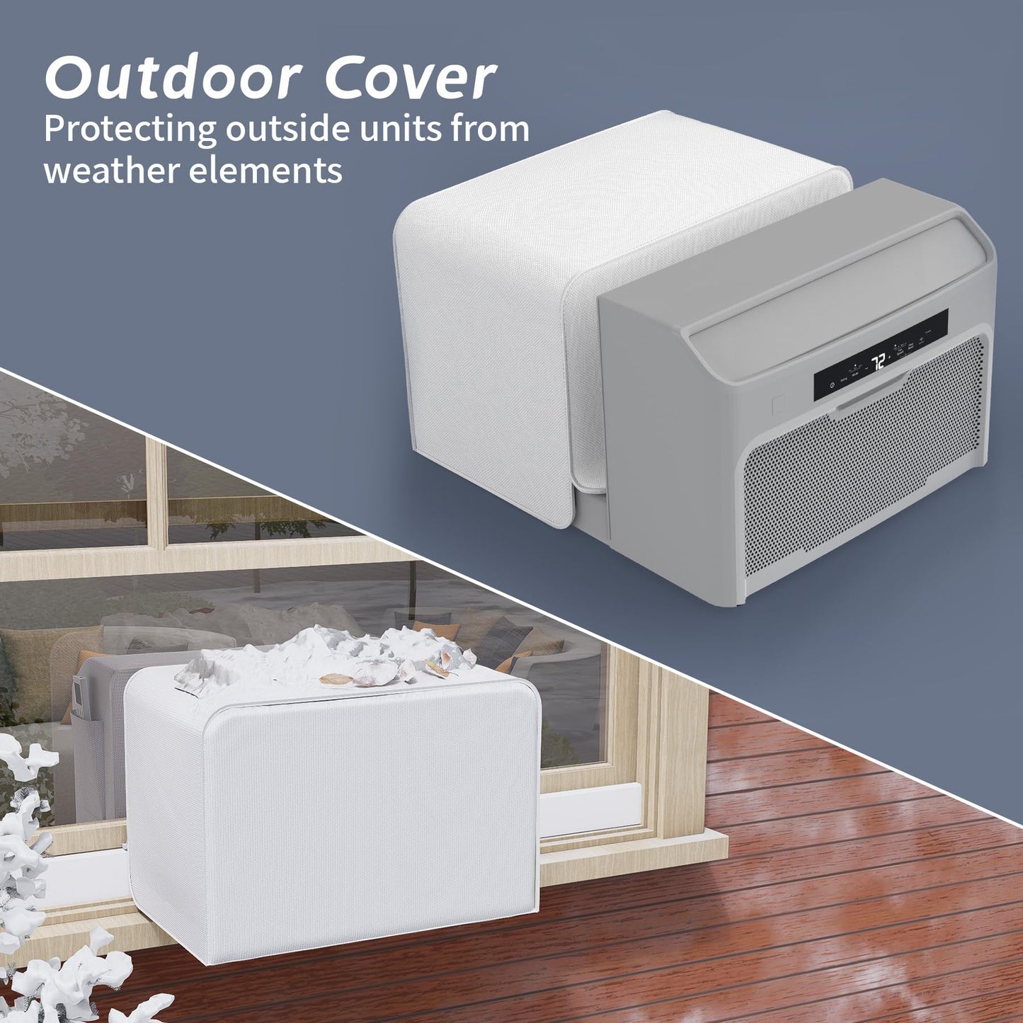 Flamorrow Outdoor Air Conditioner Cover and Indoor Air Conditioner Cover with Bag for U-Shaped Window AC Unit, Dustproof & Windproof Window AC Covers for Outside & Inside Unit Full Coverage Protection