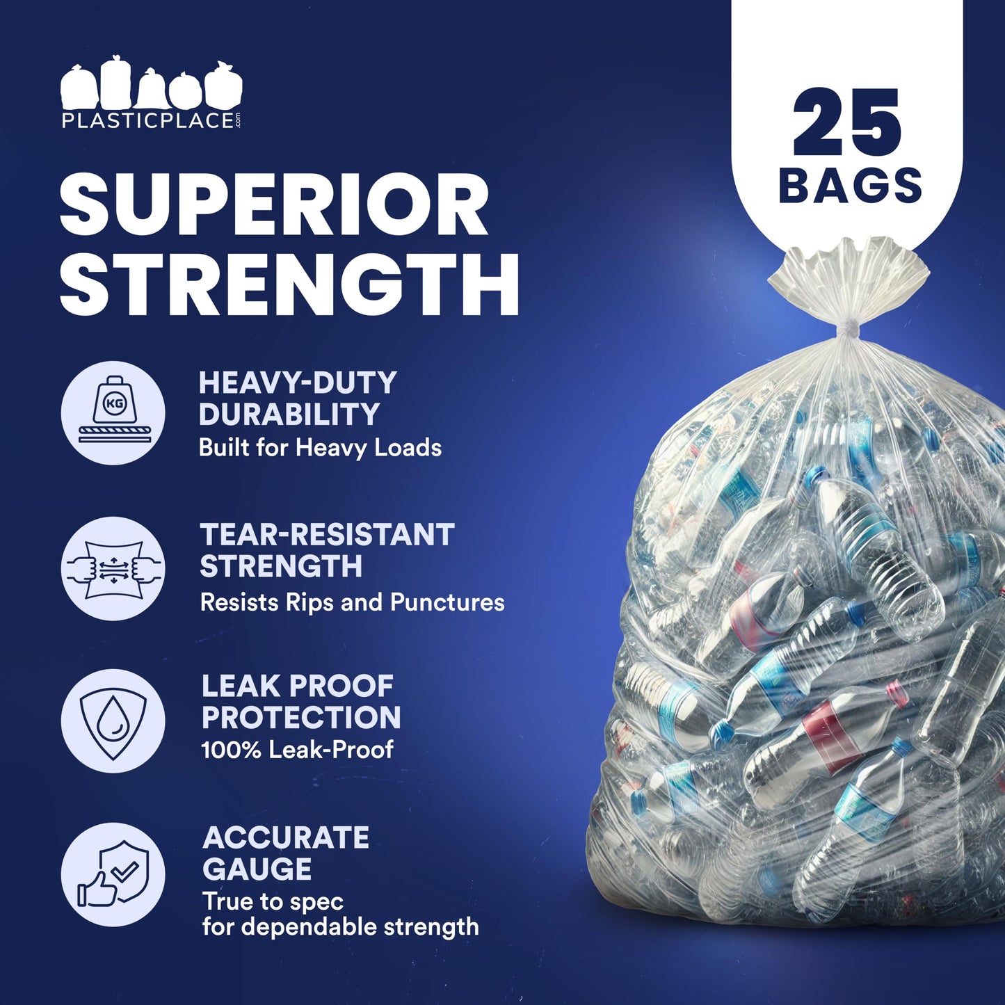 Plasticplace 95-96 Gallon Garbage Can Liners ,25 Count (Pack of 1)