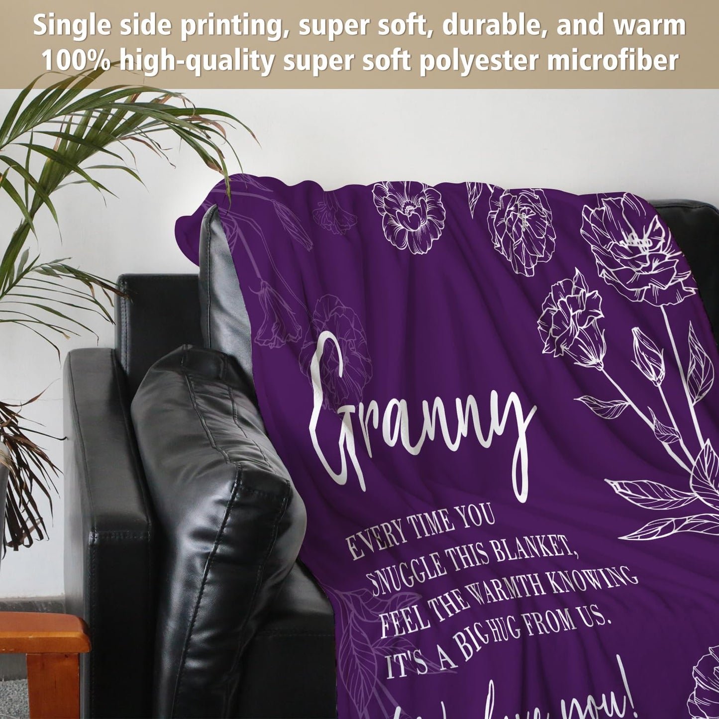 GiltGlimmer Granny Gifts for Grandma, Gifts for Granny, Granny Birthday Gift from Grandkids, to My Granny Grandma Throw Blanket 50" x 60", Purple