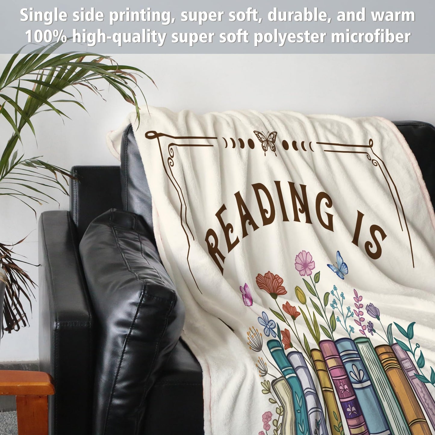 musaecoin Book Lovers Gifts, Reading Blanket Gifts for Book Lovers, Unique Bookish Presents for Reader Bookworm on Birthday Christmas Soft Flannel Throw Blanket 60"x50"