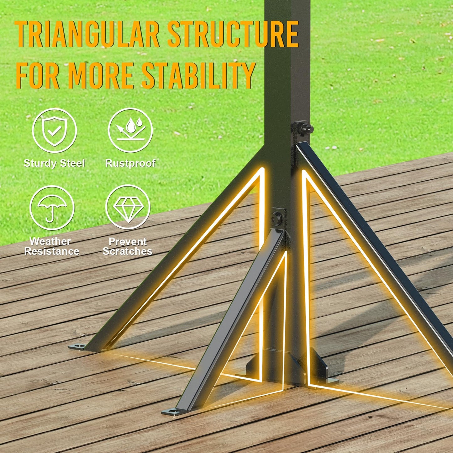 Fumingpal Utility Trailer Tool Rack, Shovel Rack for Truck, Rake Shovel Holder Landscape Hand Tool Accessories for Trailer Truck with 8 Rubber Holes with Brackets, Standard Black