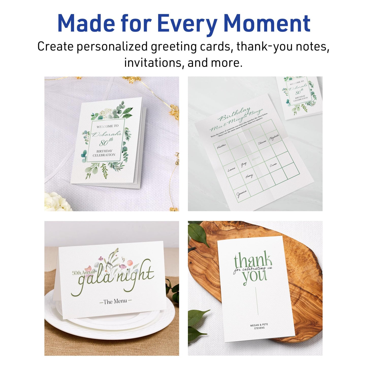 Avery Printable Note Cards, Envelopes Included, 4.25" x 5.5", Textured White, Laser & Inkjet Compatible, 50 Blank Cards per Pack, Great for Product Branding, Marketing, and More (2 Packs of 5813)