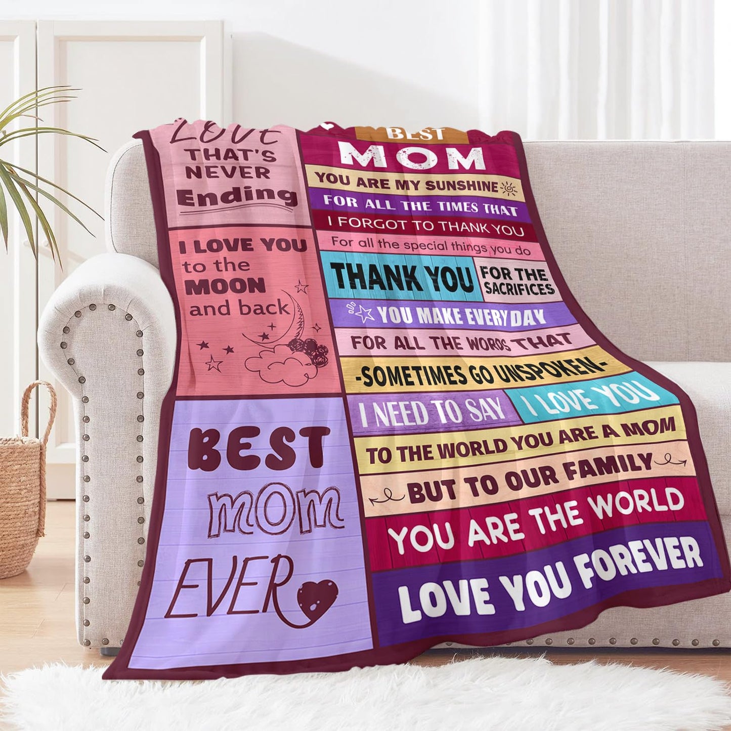 Gifts for Mom from Daughter & Son - Best Mom Ever Gifts - Blanket for Moms Birthday Gift - Christmas Anniversary Mothers Day Presents Ideas for Women - Gift for Mother - to My Mom's Blanket 60"x80"