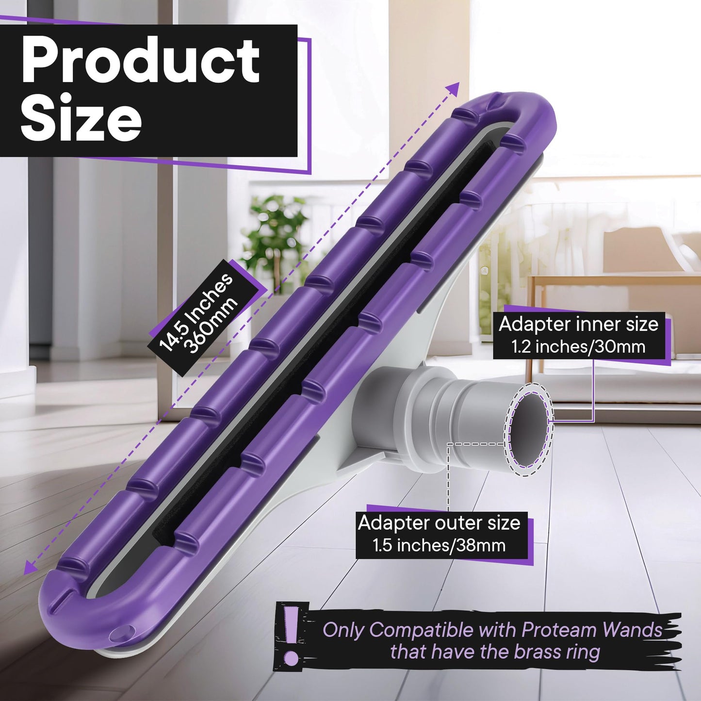 HappyAlley 2 Pack Replacement Floor Tool Compatible with ProTeam 101446 E-Z Glide Backpack Vacuums 10 QT & 6 QT, 14" Hard Floor Tool Compatible with Commercial Cleaners(Nylon Brush,Purple Gray)