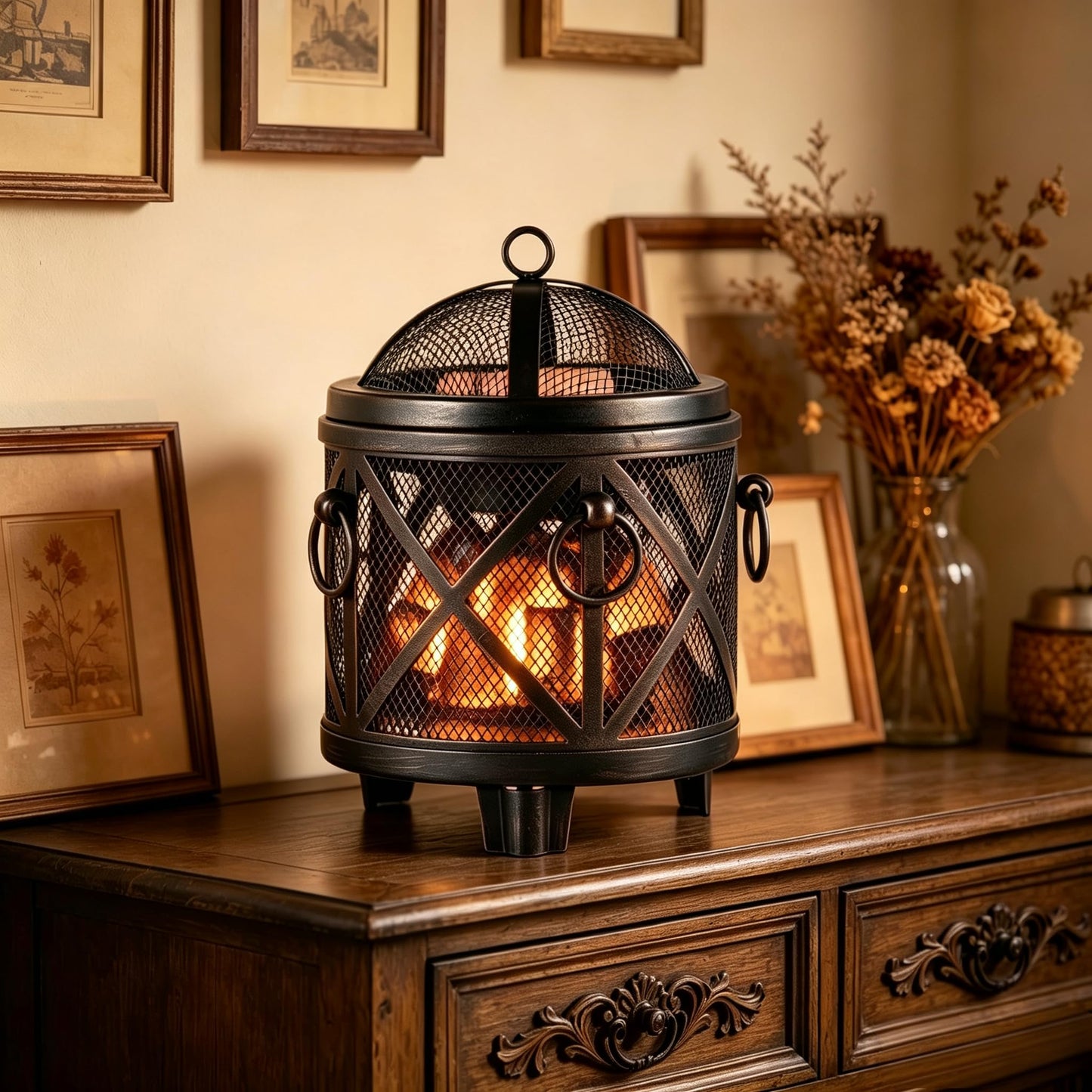 Dicimi Wax Melt Warmer,4-in-1 Electric Wax Melter,Oil Burner,Fireplace Wax Warmers, for Home Office Bedroom Aromatherapy Present and Decorations (Bronze, Fireplace Stove)