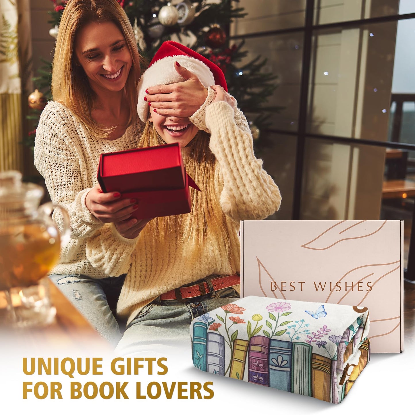musaecoin Book Lovers Gifts, Reading Blanket Gifts for Book Lovers, Unique Bookish Presents for Reader Bookworm on Birthday Christmas Soft Flannel Throw Blanket 60"x50"
