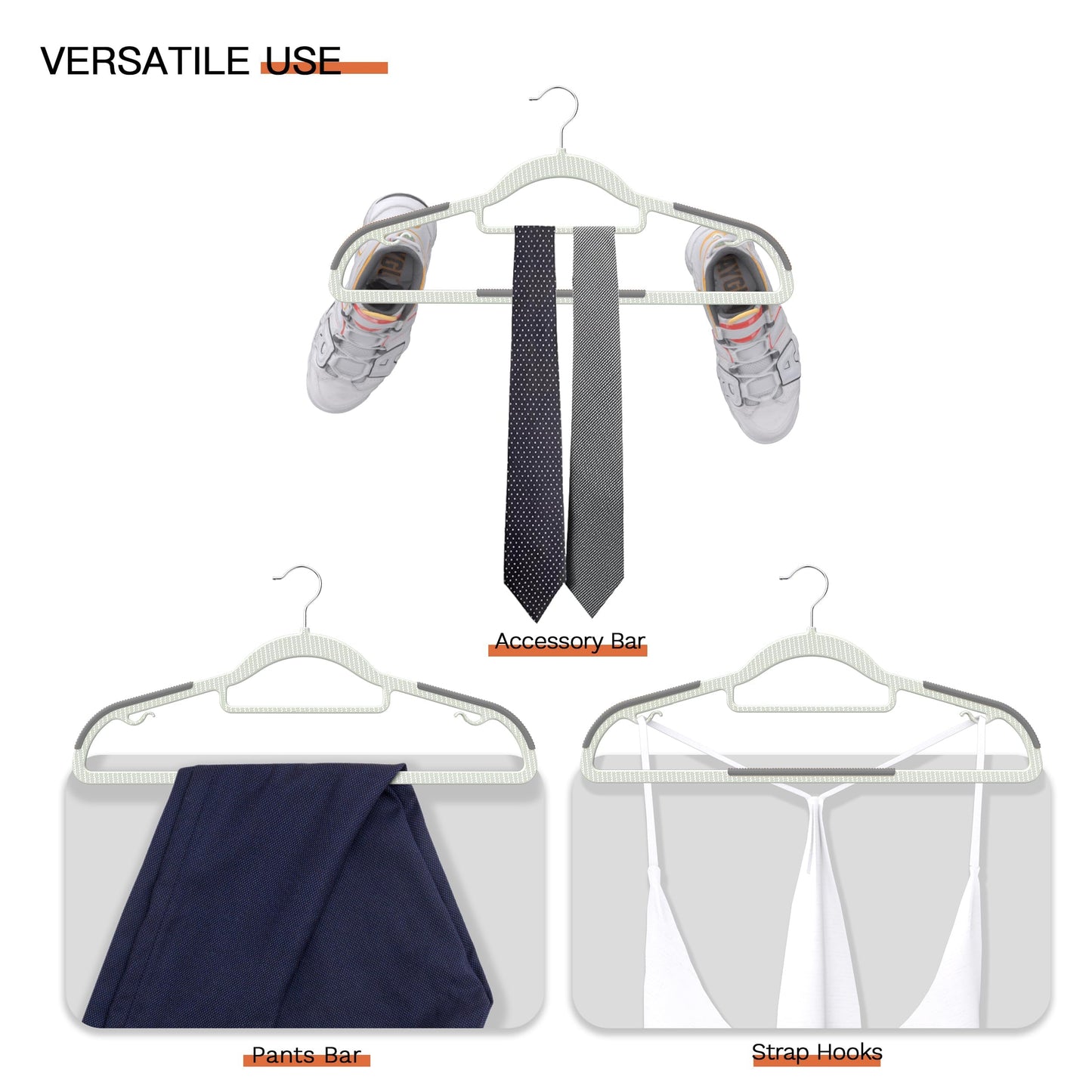 MLKJHHI 60 Pack Heavy Duty Plastic Hangers, Non Slip Clothes Hangers with Rubber Pads and 360° Hook - Thin Space Saving Hanger, Closet Organizer for Shirt, Pants, Suit, Skirt,Coat - Gray