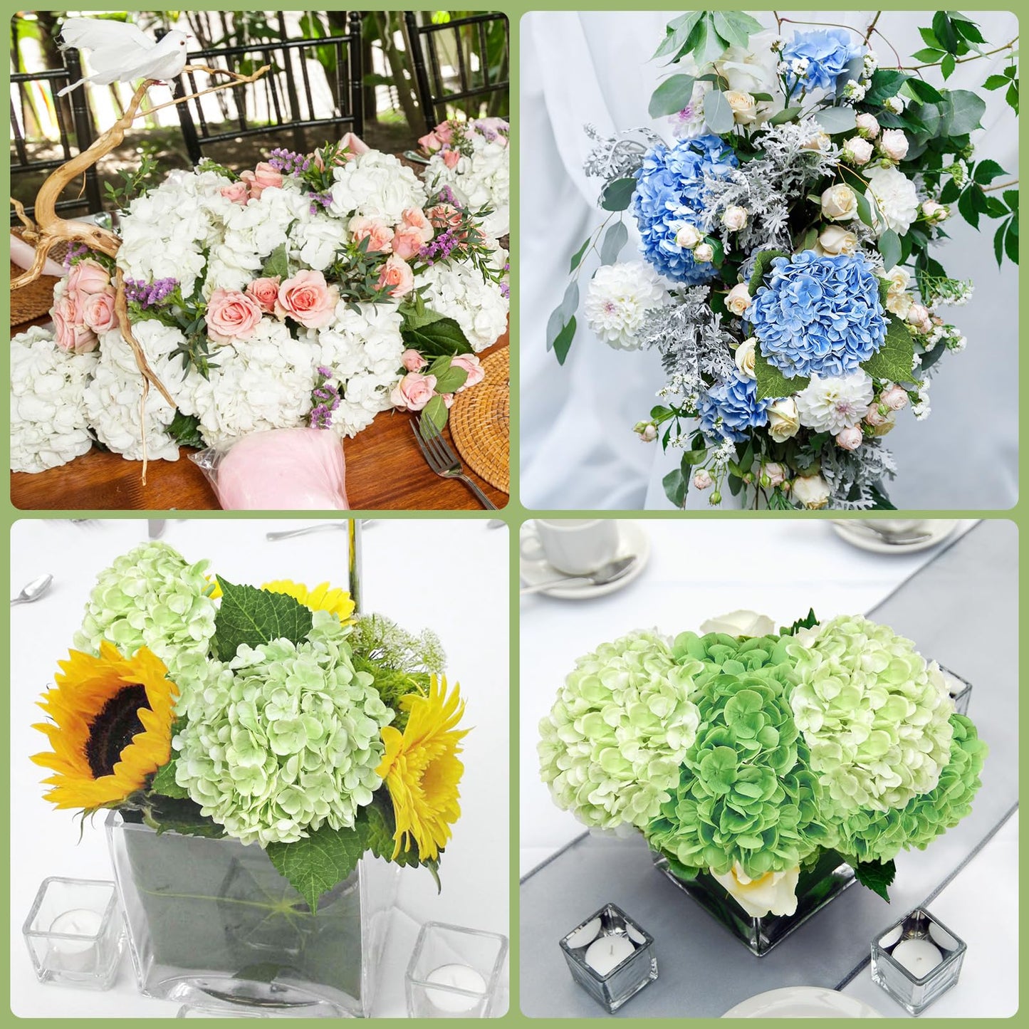 Yastouay 6 Pcs Real Touch Hydrangea Artificial Flowers, 21" White Full Faux Hydrangea Flowers Latex Fake Flowers for Home Decor Party Floral Arrangements Wedding Bouquets Centerpieces Outdoor Decor