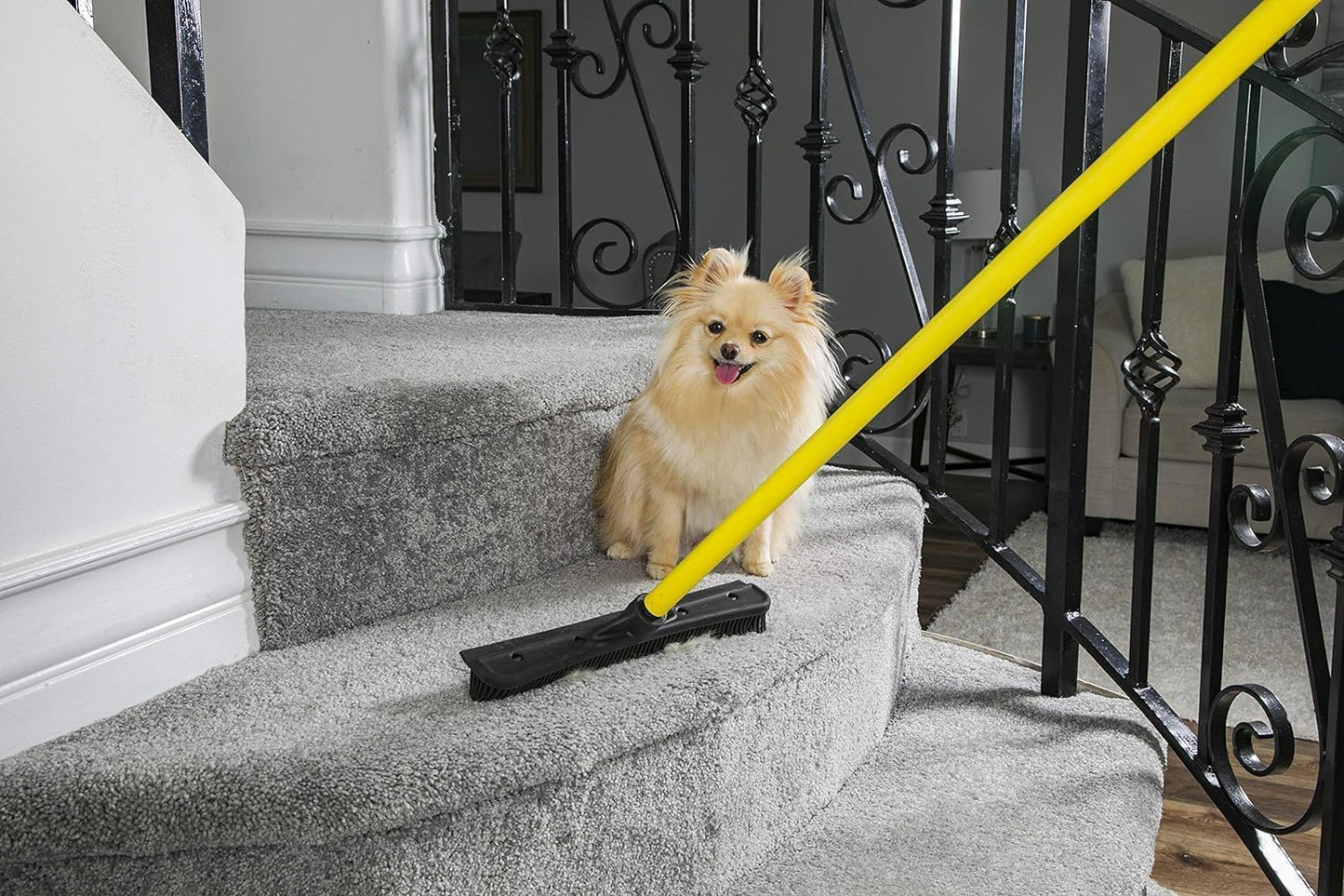 FURemover Pet Hair Removal Rubber Broom, 58" Telescopic Handle with Cloth
