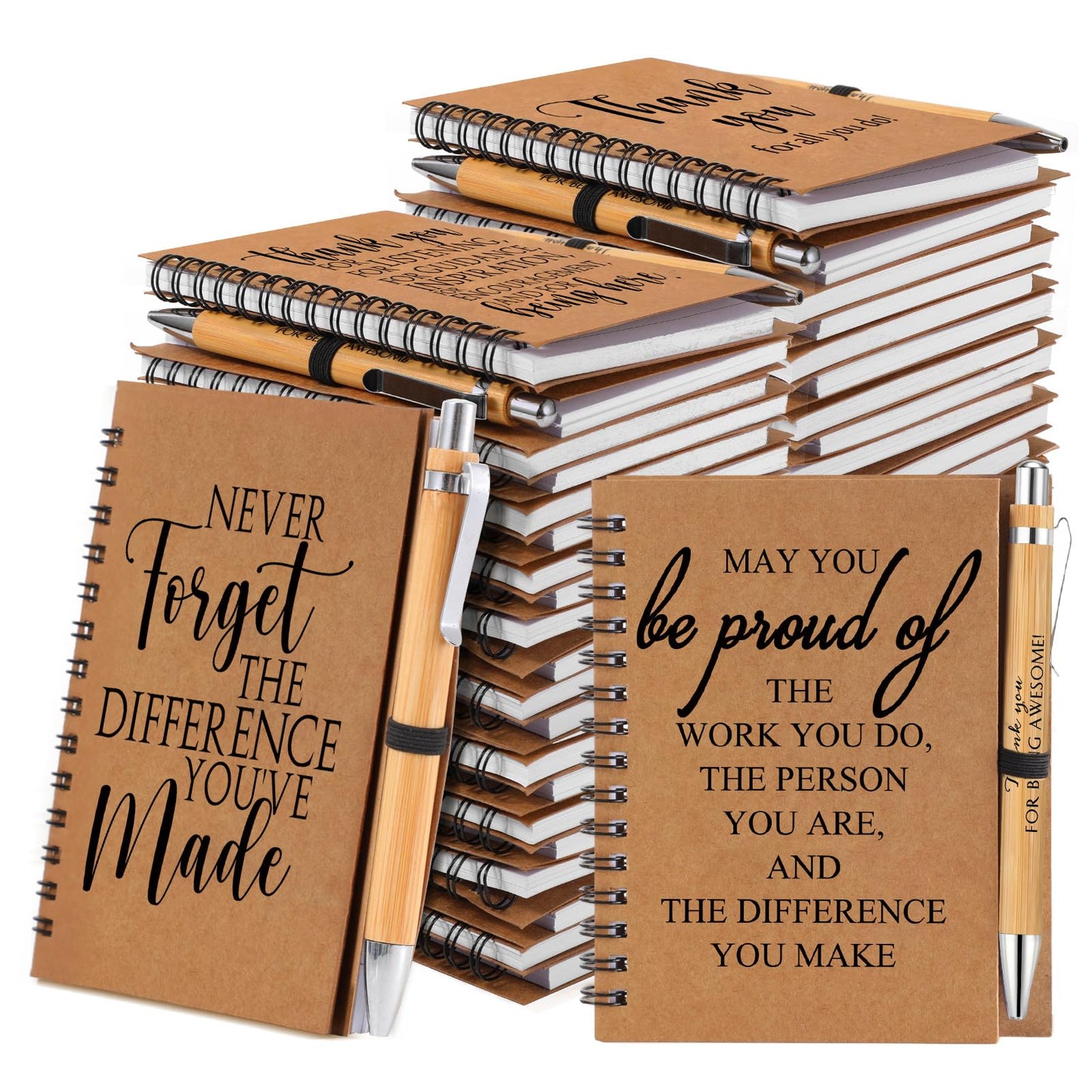 Honoson 30 Sets 2026 Graduation Gifts Bulk CNA Week Spiral Notebooks Teacher Appreciation Gift Inspirational Journal Retractable Pens Encouragement Notepad Thank You Gifts for Staff Employee Coworker