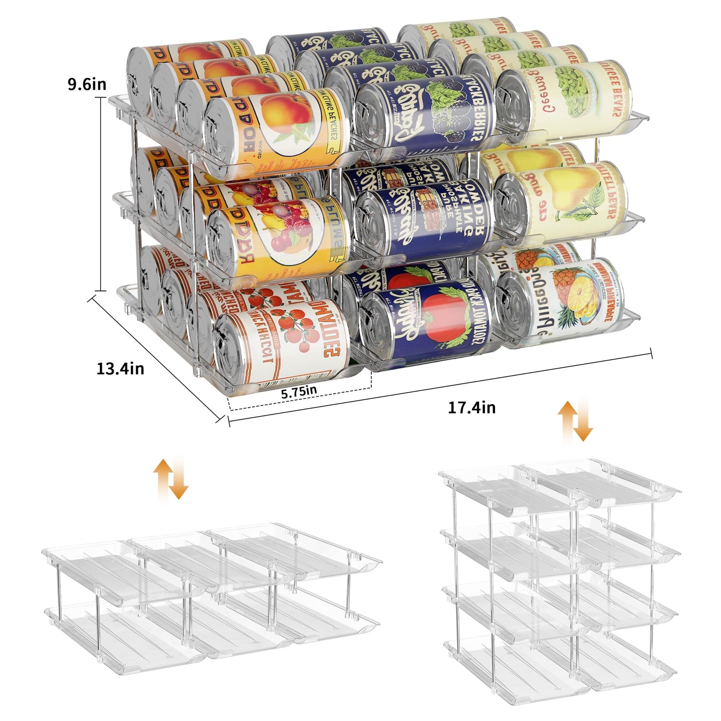 LXLXXL Can Organizer For Pantry Canned Food Goods Organizer For Cabinet Clear Automatic Rolling Can Storage Organizer Pantry Holders Rack, Holds Up to 36 Cans