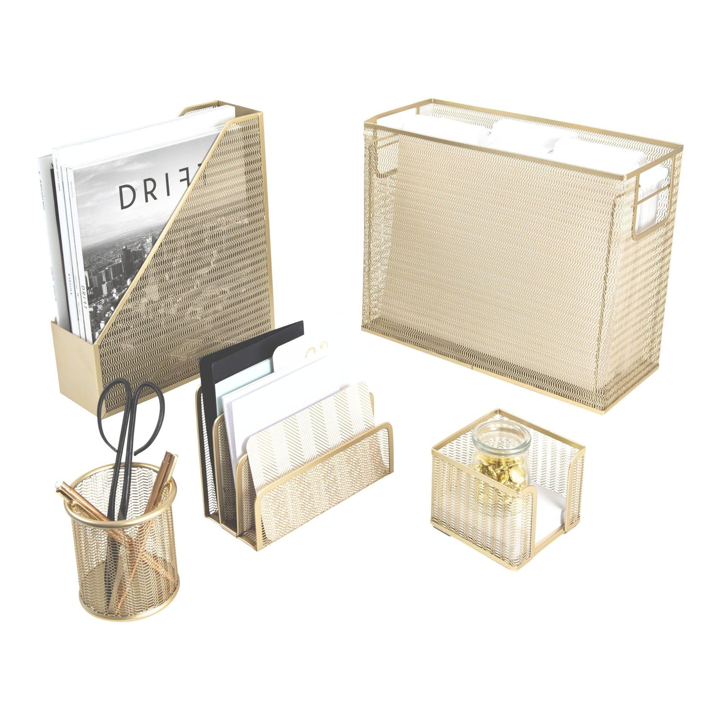 BLU MONACO | Gold Desk File Folder Organizer Set | Desktop Hanging File Organizer with Letter Size Holder | Hanging File Folders Organizer Office Accessories