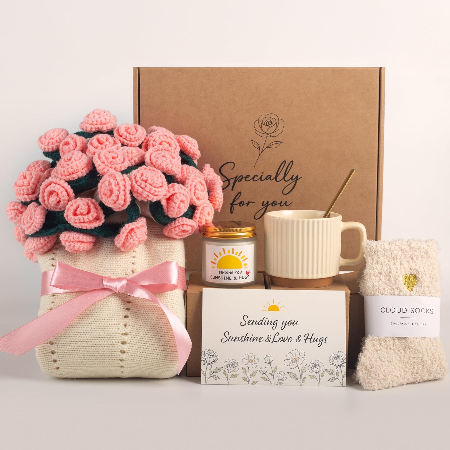 Care Package for Women, Self Care Gift, Mothers Day Gifts for Mom, Flower Bouquet Blanket, Thinking of You, Birthday Gifts, Get Well Soon