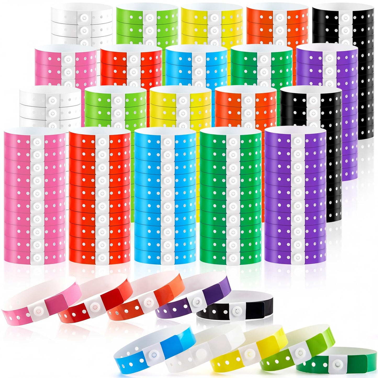 Henoyso 600 Pack Plastic Wristbands for Events, Vinyl Wristbands in 10 Colors Neon Disposable Plastic Event Wrist Bands Bulk for Concerts, Festivals, Carnivals Parties Bars