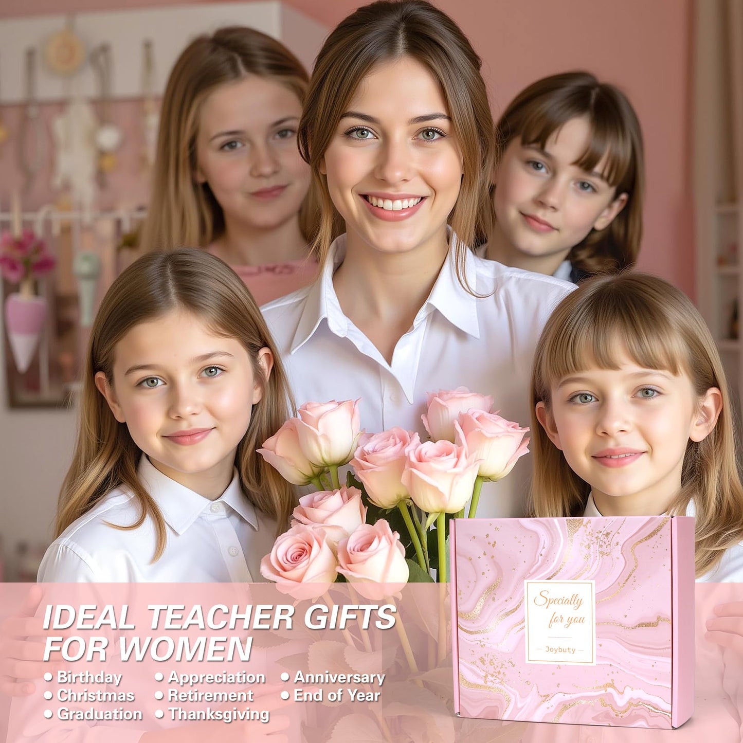 Joybuty Teacher Appreciation Gifts for Women, Best Teacher Birthday Thank You Gifts Basket, Funny Personalized Back to School Gift Set Ideas for Daycare Preschool Dance Music Science English Teachers