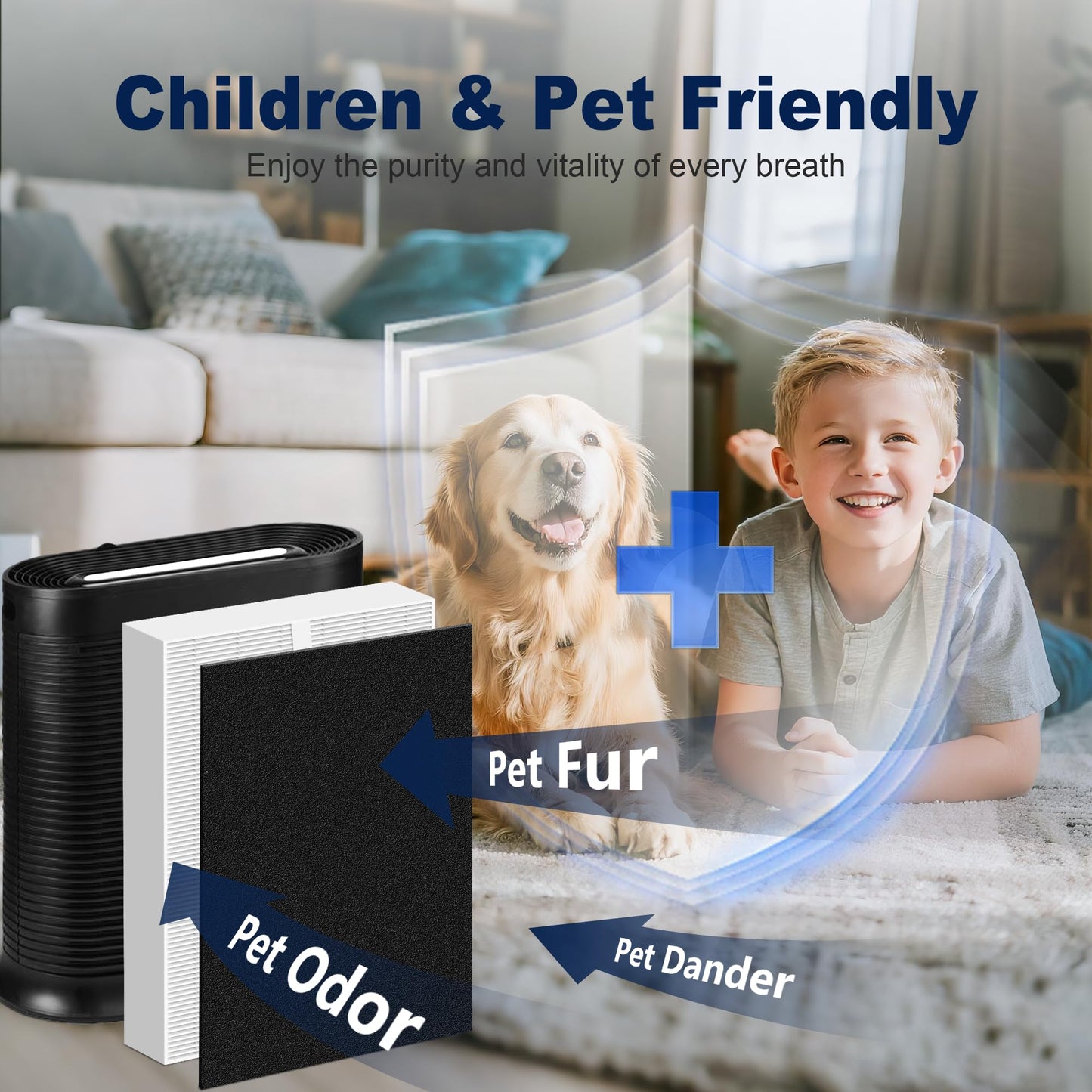 HPA300 Filter Replacement for Honeywell Air Purifiers HPA300 Series, HPA300, HPA304, HPA8350, HPA300VP, HPA3300b, HPA5300, Replace HRF-R3, 6 Middle Main Filter R and 8 Pre Filters A HRF-AP1