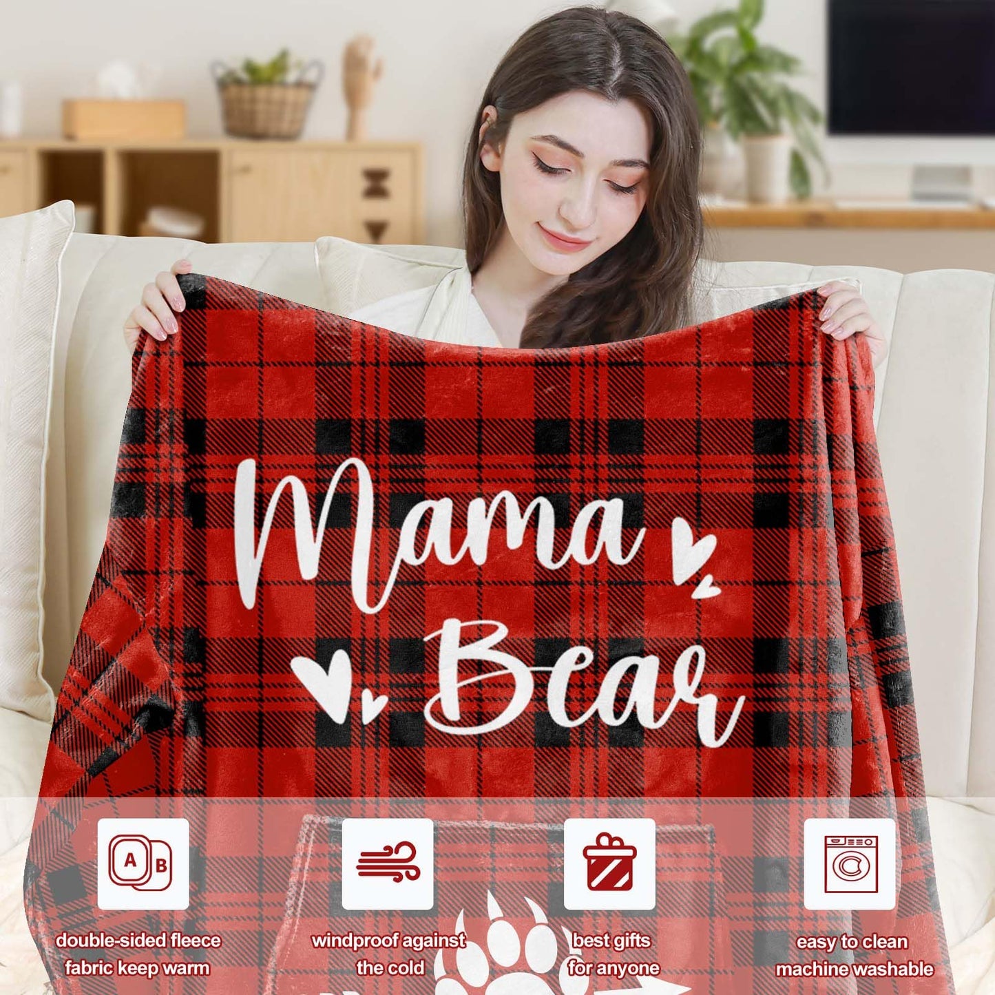 Gifts for Mom Bear Wearable Blanket Hoodie - Mom Christmas Birthday Gifts from Daughter Son - Love You Mama for Mothers Day Blanket