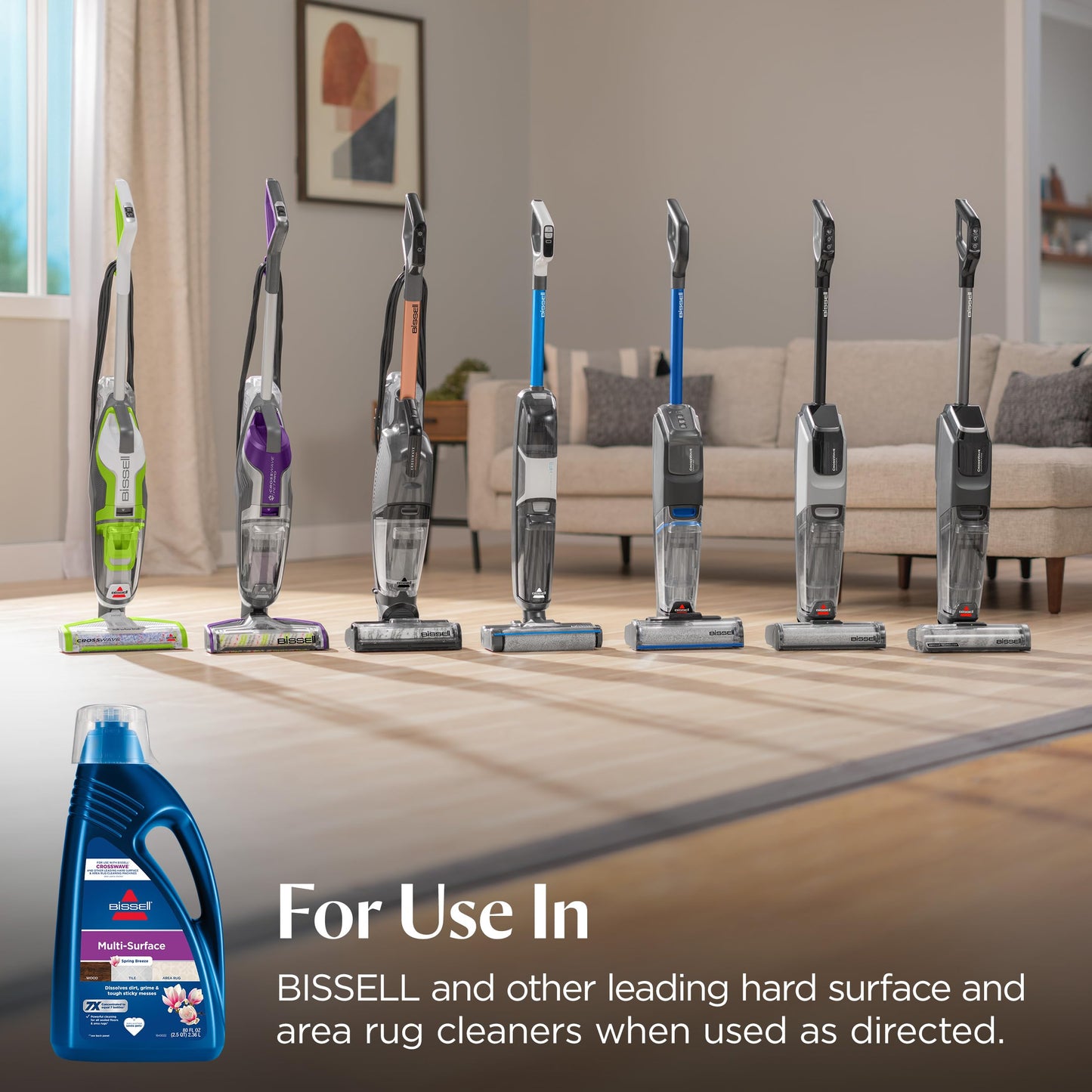 Bissell Multi-Surface Solution, for use in CrossWave and Other Leading Hard Surface and Area Rug Cleaners, 80oz, Dissolves Dirt, Grime, and Tough Sticky Messes