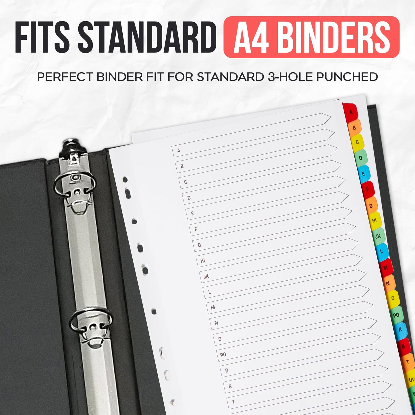 [5 Pack] A-Z Binder Dividers with Tabs A4 | Alphabet Dividers for 3 Ring Binder | Perfect for Organizing Pages in 3 Ring Binder Dividers with tabs, Each Set Includes Tab Dividers | The Paper Shop