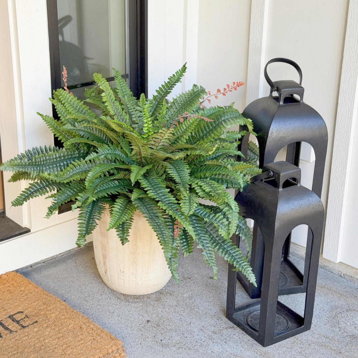 CQURE 45" Fake Ferns Artificial Plants Large,Set of 2 Artificial Boston Ferns Faux Hanging Fake Plants for Outdoors Planter Home Garden Decor,60 Branches