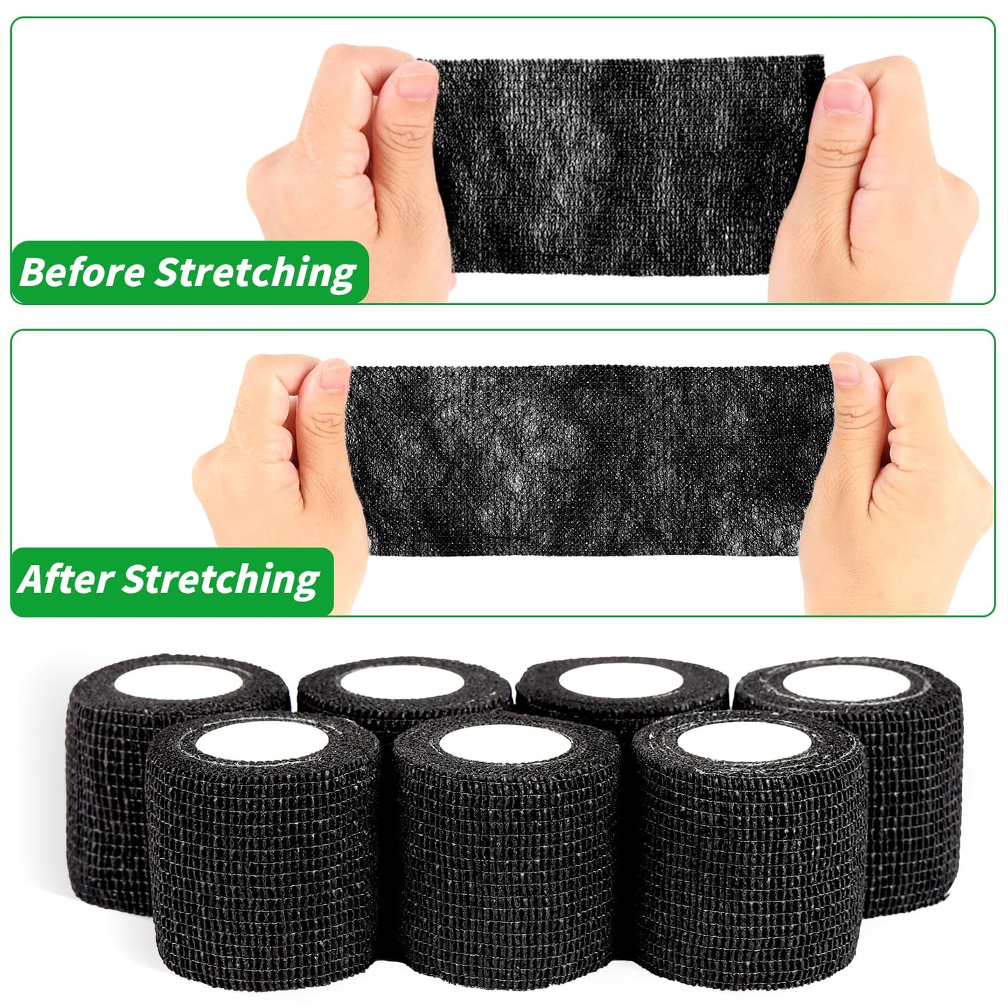 120 Pack Black Self Adhesive Bandage Wrap Bulk 2 Inch x 5 Yards Cohesive Bandage,Vet Wrap Breathable Elastic Self-Adherent Tape for Stretch Athletic Sports Wrist Ankle Dogs Pet Vet Wrap