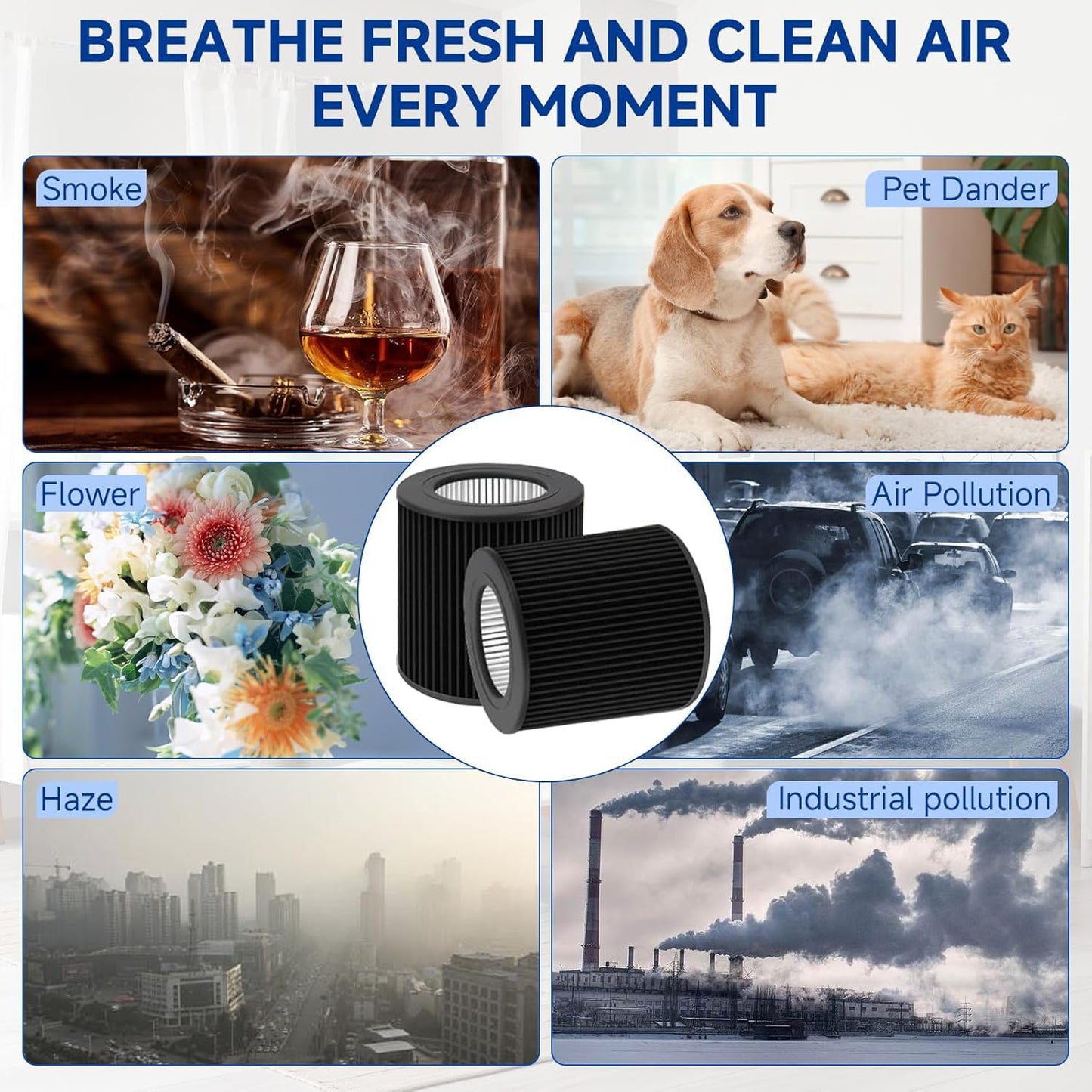 2 Pack Air Mini Replacement Filters Compatible with Molekule Tri-Power Air Mini and Air Mini+ Air Purifiers, 3-in-1 Activated Carbon Filter