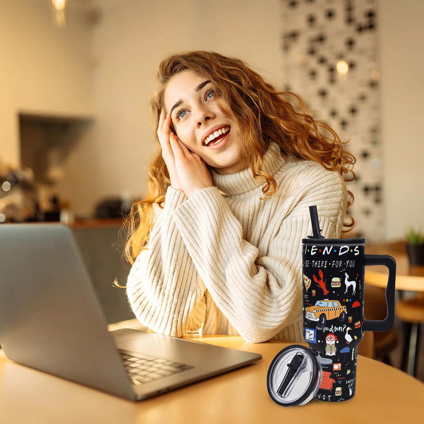 wonshia 40oz TV Tumbler with Lid and 2pcs Straw Stainless Steel Coffee Cup Funny TV Show Gifts,Vaccum Insulated Double Wall Coffee Mug for Brithday Anniversary